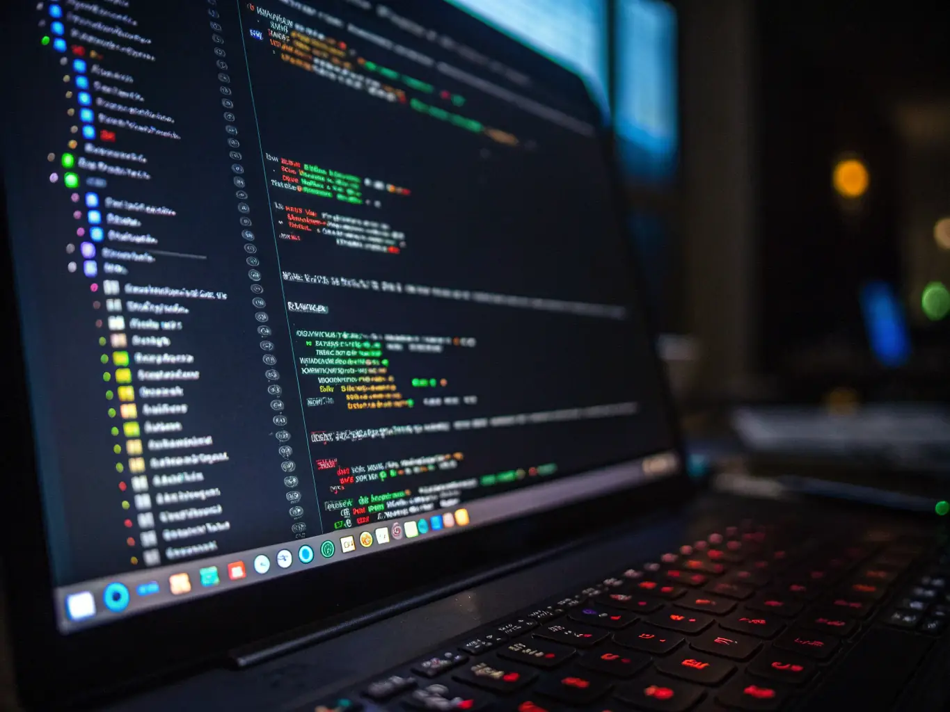 A close-up shot of the Mapbox logo on a laptop screen, surrounded by code snippets, symbolizing the integration of Mapbox API into a mapping application.